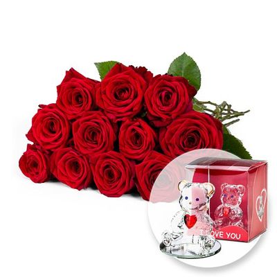 12 langstielige rote Premium-Rosen  von Valentins auf blumen.de
