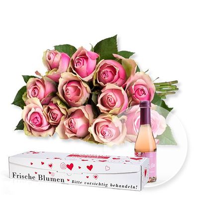 12 rosafarbene Fairtrade-Rosen  von Valentins auf blumen.de