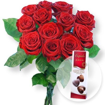 12 rote Rosen  von Valentins auf blumen.de