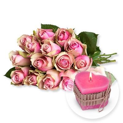 15 rosa Rosen  von Valentins auf blumen.de