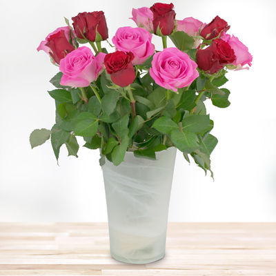 15 rot-rosa Rosen von Bluvesa auf blumen.de