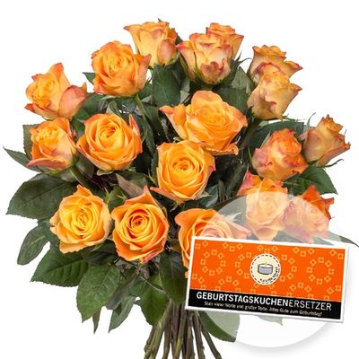 18 orangefarbene Rosen  von Valentins auf blumen.de