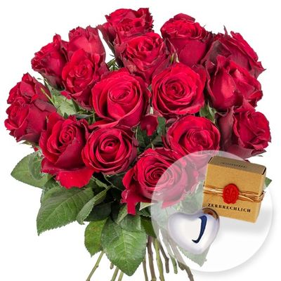 18 tolle rote Rosen  von Valentins auf blumen.de
