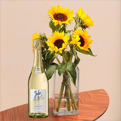 5 Sonnenblumen mit Sekt Jules Mumm von Blume2000.de auf blumen.de