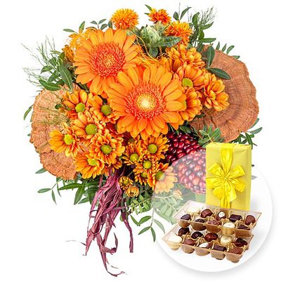 Amber und Belgische Pralinen von Valentins auf blumen.de