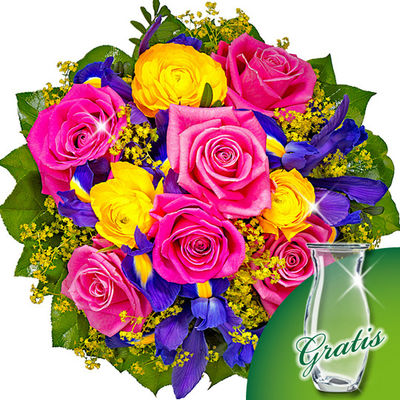 Blumenstrauß Bellissima mit Vase von FloraPrima auf blumen.de