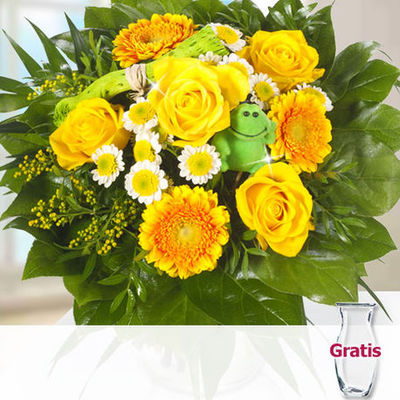 Blumenstrauß Frühlingssonne mit Vase von 1-2-3Blumenversand.de auf blumen.de