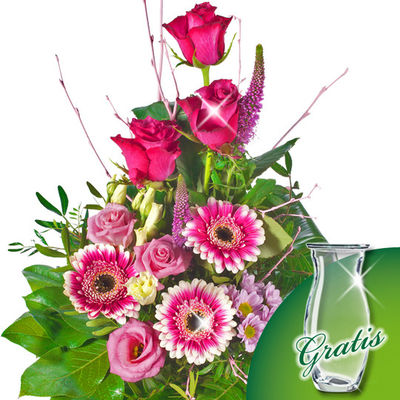 Blumenstrauß Frühlingswiese mit Vase von FloraPrima auf blumen.de