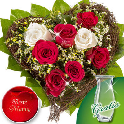 Blumenstrauß Gala mit Vase und Lindt Pralinés von FloraPrima auf blumen.de