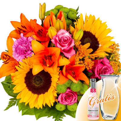 Blumenstrauß Herbstfrische mit Vase & Secco von FloraPrima auf blumen.de