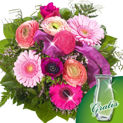 Blumenstrauß Ostergrüße mit Vase von FloraPrima auf blumen.de