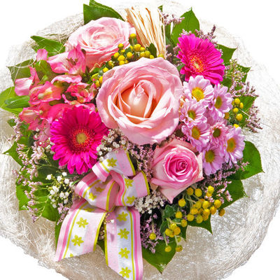 Blumenstrauß in Pink-Tönen von FloraPrima auf blumen.de