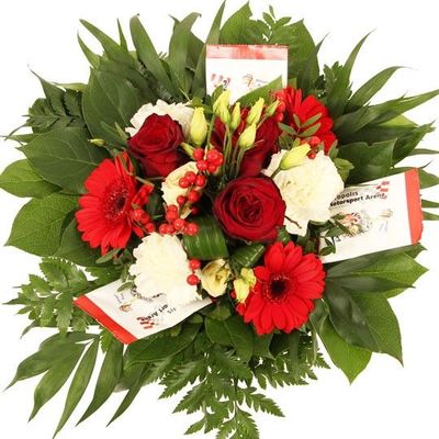 rasanter Blumenstrauß in Rot-Weiß von Blumenfee auf blumen.de