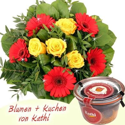 Blumenstrauß mit Gerbera und Rosen  von Blumenfee auf blumen.de