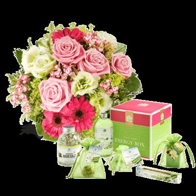 Blumenstrauß mit Geschenkebox von Fleurop auf blumen.de