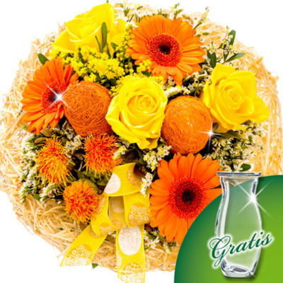 Blumenstrauß Osterzeit mit Vase von FloraPrima auf blumen.de