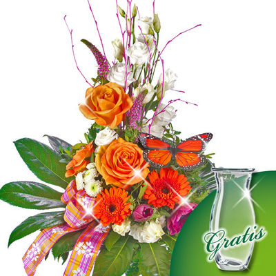 Blumenstrauß Soleil mit Vase von FloraPrima auf blumen.de
