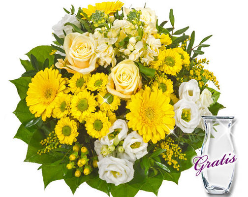 Blumenstrauß Sonnenstrahl mit Vase von 1-2-3Blumenversand.de auf blumen.de