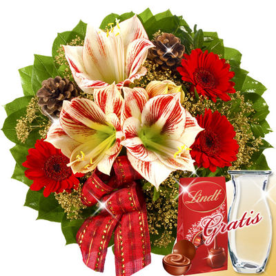 Blumenstrauß Weihnachtstraum & Lindt Lindor von FloraPrima auf blumen.de