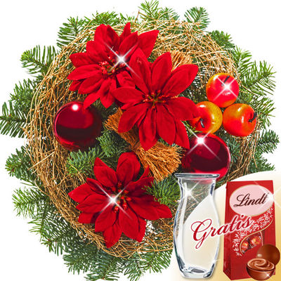 Blumenstrauß Weihnachtszauber & Lindt Lindor von FloraPrima auf blumen.de