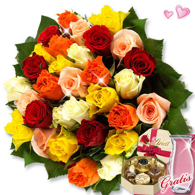 Bunte Rosen im Bund von FloraPrima auf blumen.de