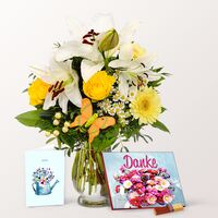 Danke-Set mit Blumenstrauß  von FloraPrima auf blumen.de