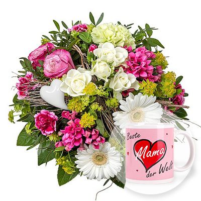 Dankeschön und Tasse Beste Mama von Valentins auf blumen.de
