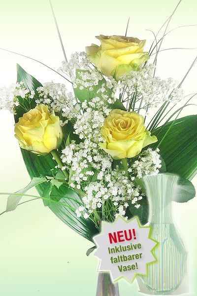 Drei gelbe Rosen von Rosenbote.de auf blumen.de