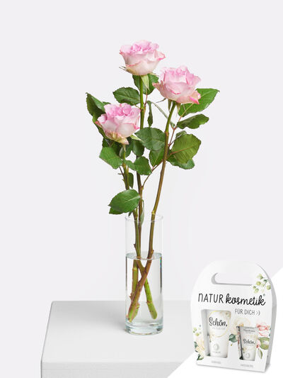 Drei rosa Rosen von Fleurop auf blumen.de