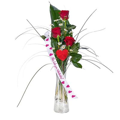Drei rote Rosen von Valentins auf blumen.de