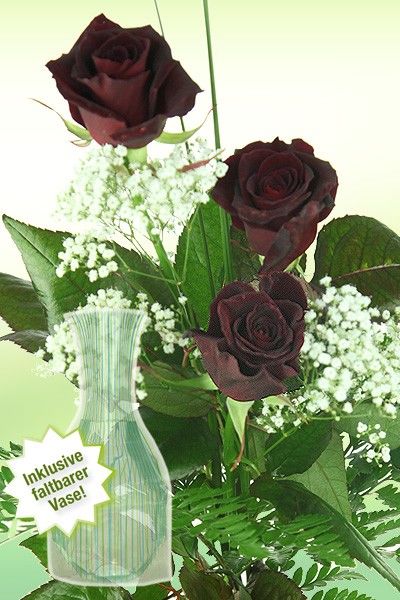 Drei schwarze Rosen von Rosenbote.de auf blumen.de