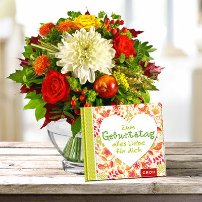 Farbtupfer mit Buch  von Blume2000.de auf blumen.de