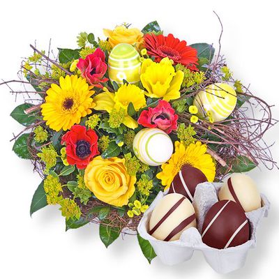 Happy Easter und Schoko-Eier von Valentins auf blumen.de