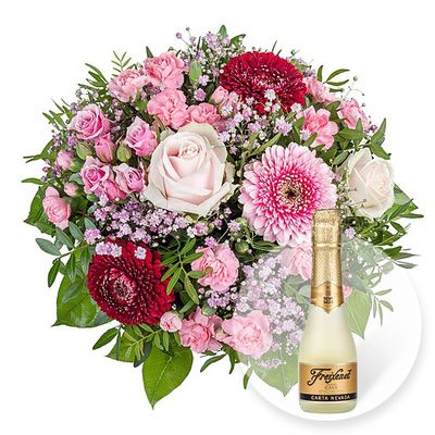 Herzlichkeit und Freixenet Semi Seco von Valentins auf blumen.de