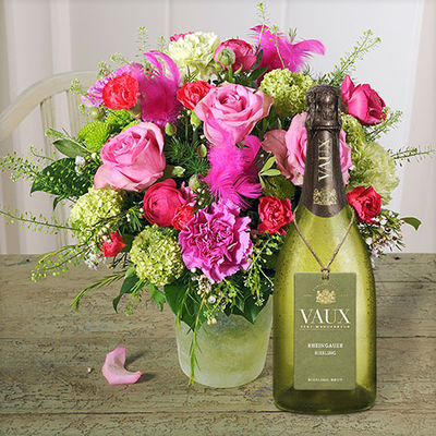 Pink Easter mit Vaux Rheingauer Riesling von Blume2000.de auf blumen.de