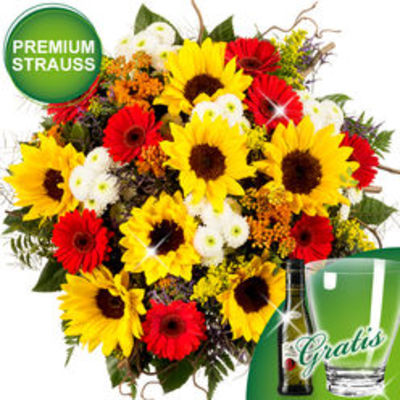 Premiumstrauß Sonnenbad mit Sektkühler & Secco von FloraPrima auf blumen.de