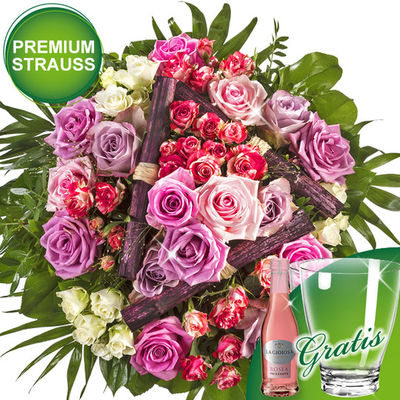 Premiumstrauß Sommernachtstraum mit Sektkühler & Secco von FloraPrima auf blumen.de