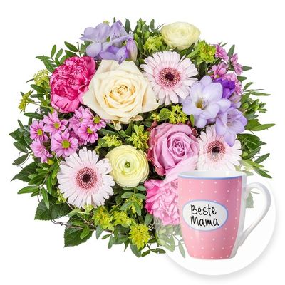 Hab dich lieb und Tasse Beste Mama von Valentins auf blumen.de