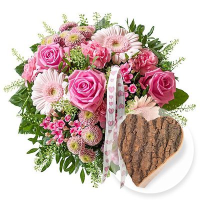 Princess und Holz-Herz Birke von Valentins auf blumen.de