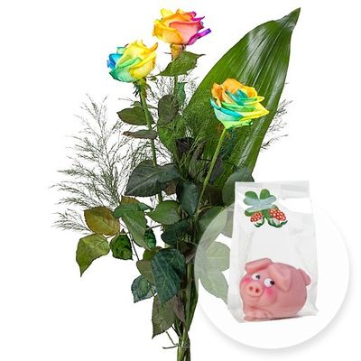 Regenbogen-Rosen  von Valentins auf blumen.de