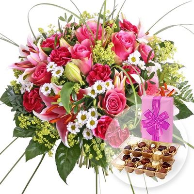 romantischer Strauß in Pink und Rosa von Valentins auf blumen.de