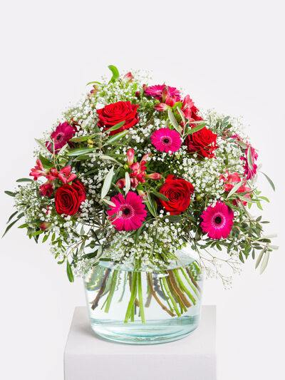 Rosen, Gerbera und Schleierkraut von Fleurop auf blumen.de