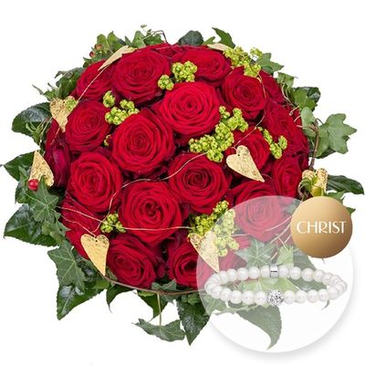 Rosenarrangement in Rot von Valentins auf blumen.de