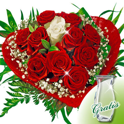 Rosenstrauß Romeo mit Vase von FloraPrima auf blumen.de