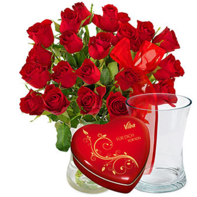 Rote Rosen Geschenk von EuroFlorist auf blumen.de