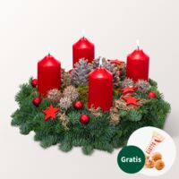 Roter Adventskranz (Ø 30 cm) von FloraPrima auf blumen.de