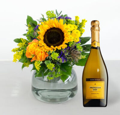 Geburtstagsgruß mit Prosecco von Blume2000.de auf blumen.de