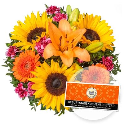 Sonniges Geburtstagsarrangement von Valentins auf blumen.de