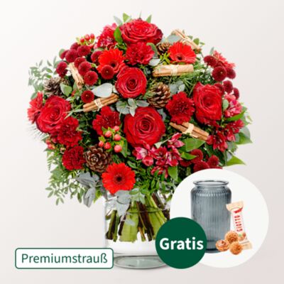 weihnachtlicher Premiumstrauß in Rot von FloraPrima auf blumen.de