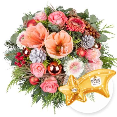 Weihnachtsblumenstrauß mit Amaryllis von Valentins auf blumen.de